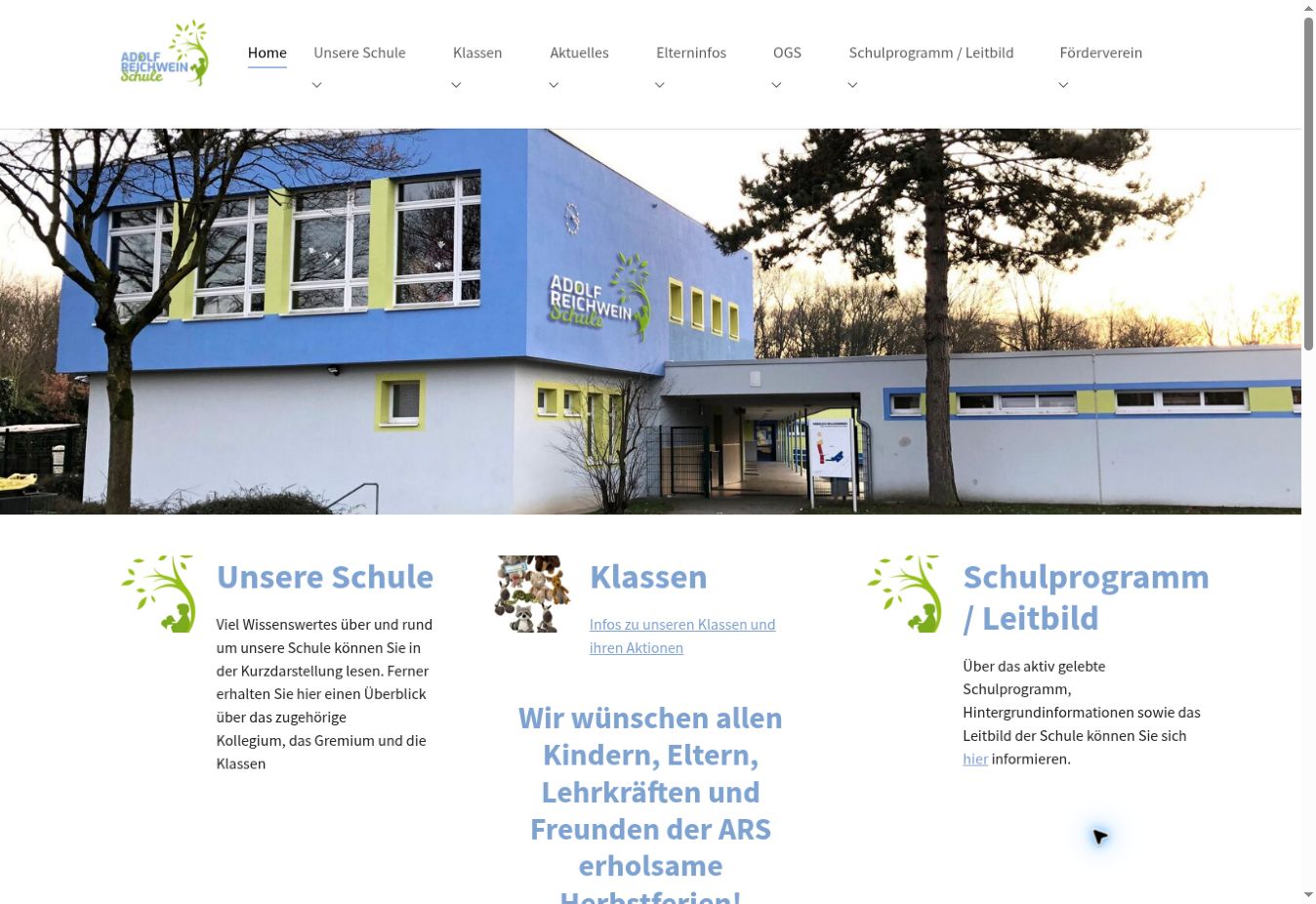 Desktop-Ansicht: Adolf-Reichwein-Schule Moers